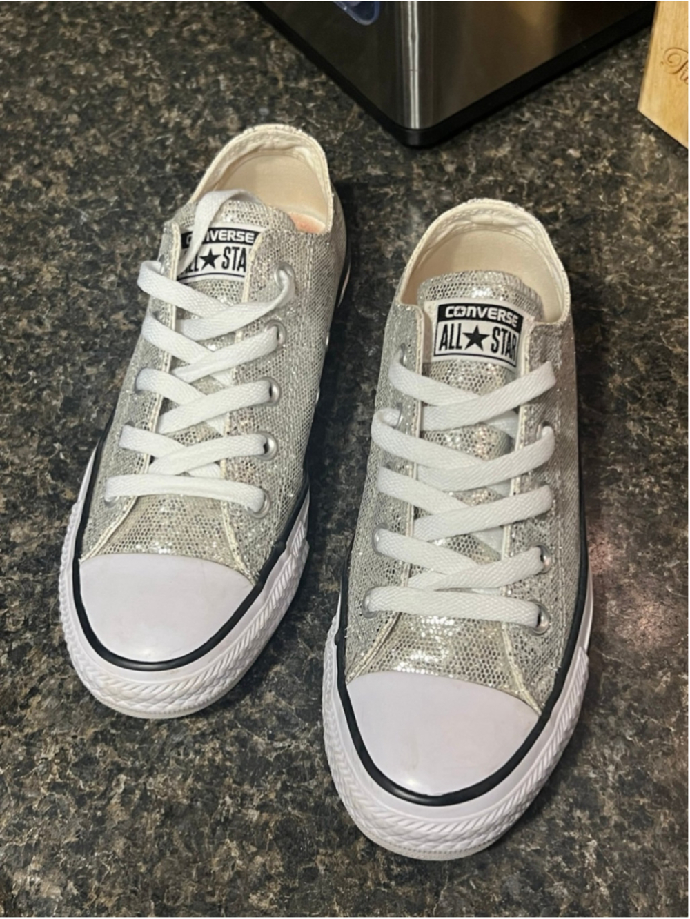 Converse Silver Glitter Adult Sneakers